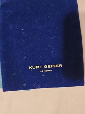Kurt Geiger Navy Velvet Jewelry Pouch with Gold Logo
